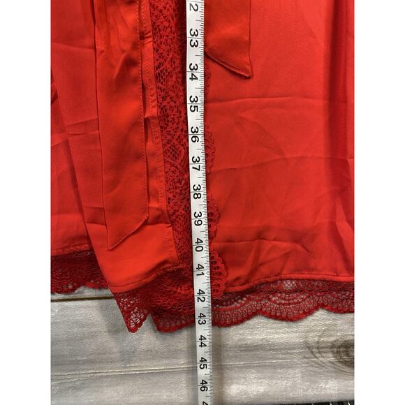 INC International Concepts Women's Plus Size 3X Robe Red Lace Trim Belted NWT - Picture 5 of 9
